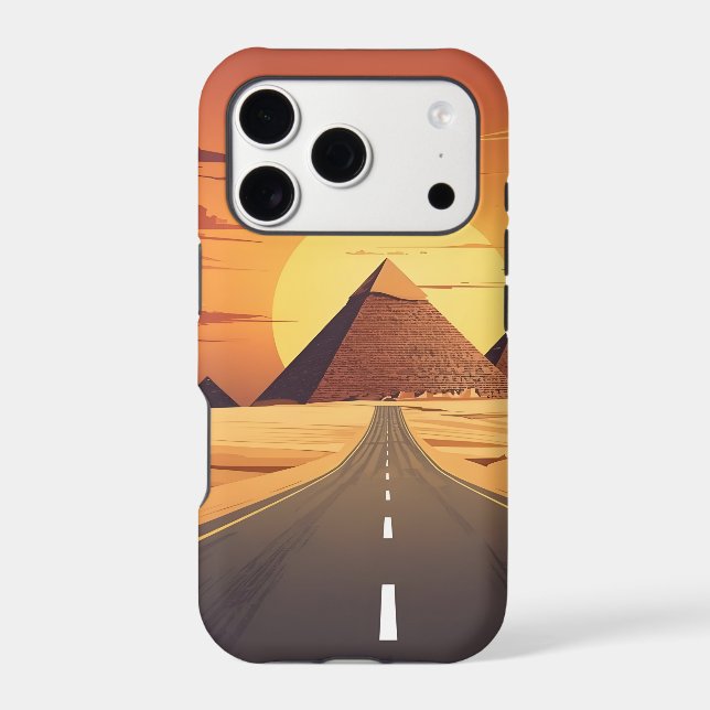 Sunset Pyramids Road Egypt Travel Art (Back)