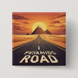 Sunset Pyramids Road Egypt Travel Art 15 Cm Square Badge