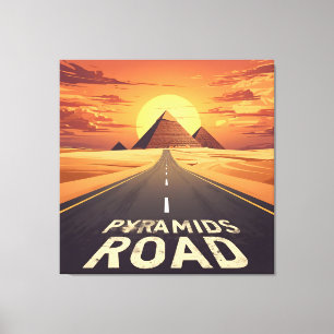 Sunset Pyramids Road Egypt Travel Art Canvas Print