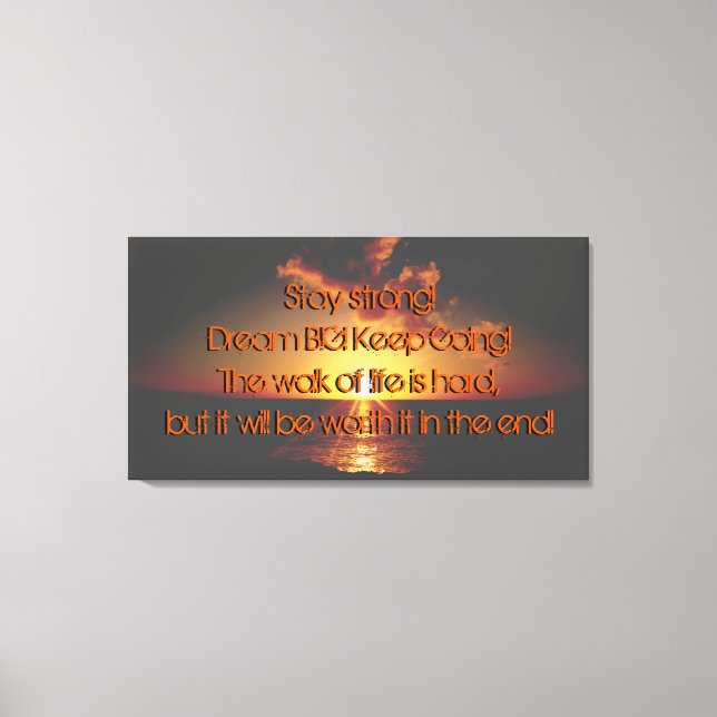Sunset Quote Over The Ocean Canvas Print (Front)
