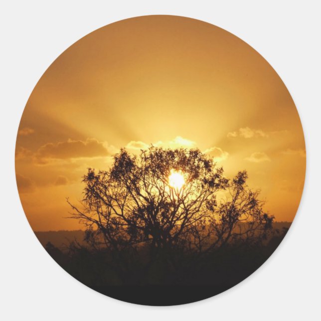 sunset rays classic round sticker (Front)
