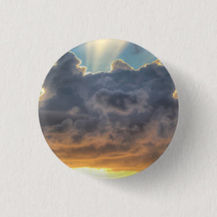 Sunset Rays of Light through Stormy Clouds 3 Cm Round Badge