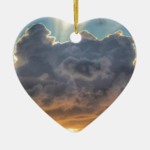 Sunset Rays of Light through Stormy Clouds Ceramic Tree Decoration