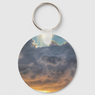Sunset Rays of Light through Stormy Clouds Key Ring