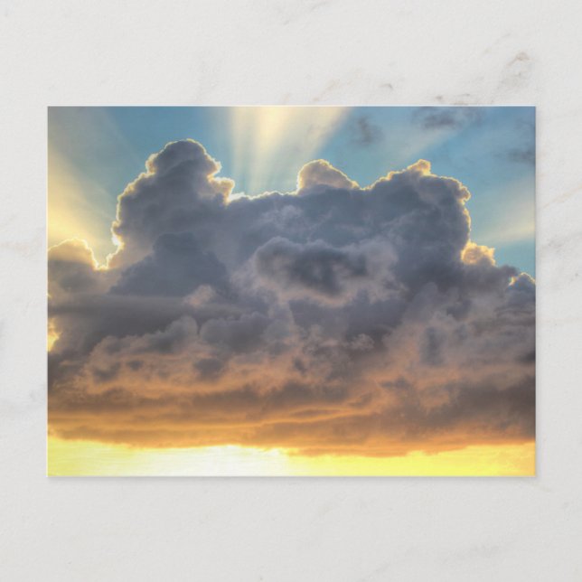 Sunset Rays of Light through Stormy Clouds Postcard (Front)