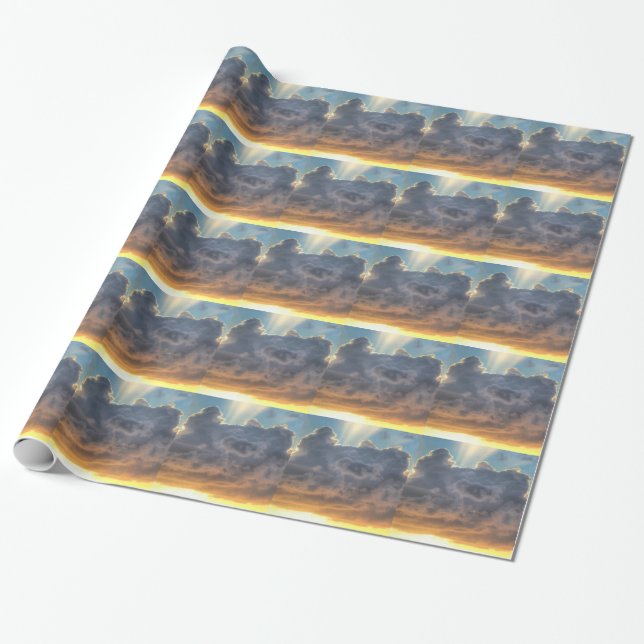 Sunset Rays of Light through Stormy Clouds Wrapping Paper (Unrolled)