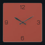 Sunset Red Terracotta 9F392B Colour Add Name Optio Square Wall Clock<br><div class="desc">Add a name, initials or some text, or keep the colour alone. Colour coordinates with other items in the store based on the name and the HEX code (six-digit hex triplet) shown. Use this code to mix, match and customise any other item to go with this, or to add to...</div>
