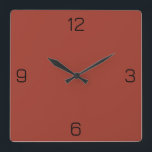Sunset Red Terracotta 9F392B Colour Add Name Optio Square Wall Clock<br><div class="desc">Add a name, initials or some text, or keep the colour alone. Colour coordinates with other items in the store based on the name and the HEX code (six-digit hex triplet) shown. Use this code to mix, match and customise any other item to go with this, or to add to...</div>