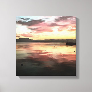 Sunset Reflected On Water Koycegiz Lake Painting Canvas Print