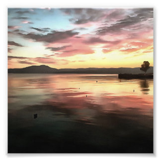 Sunset Reflected On Water Koycegiz Lake Painting Photo Print