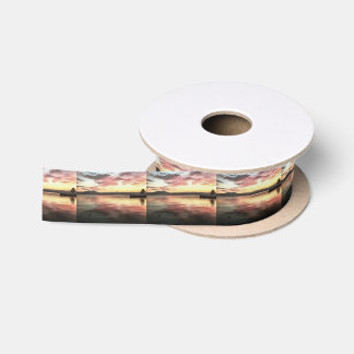 Sunset Reflected On Water Koycegiz Lake Painting Satin Ribbon