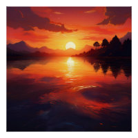 Sunset Reflection Over Calm Waters – Warm Serenity