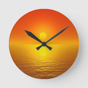 Sunset Reflection Round Clock