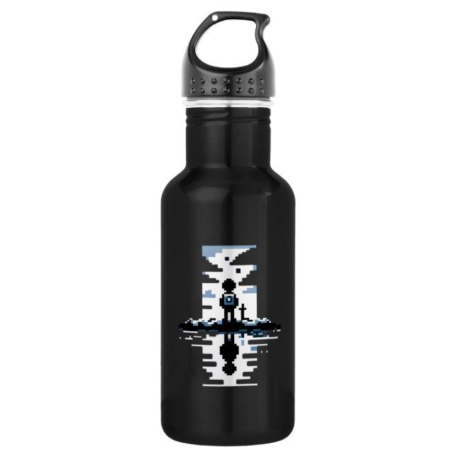Sunset Reflection Thoughtful Pixel Art Silhouette 532 Ml Water Bottle (Front)