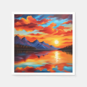 Sunset Reflections and mountains Napkin