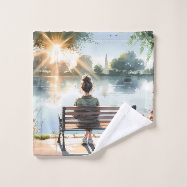 Sunset Reflections Lake Scene Bath Towel Set (Wash Cloth)