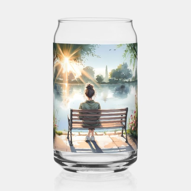 Sunset Reflections Lake Scene Can Glass (Front)