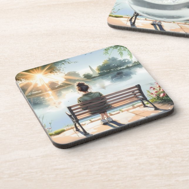 Sunset Reflections Lake Scene Coaster (Left Side)