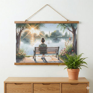Sunset Reflections Lake Scene Hanging Tapestry