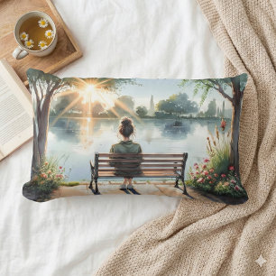 Sunset Reflections Lake Scene Lumbar Cushion