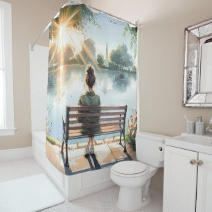 Sunset Reflections Lake Scene Shower Curtain