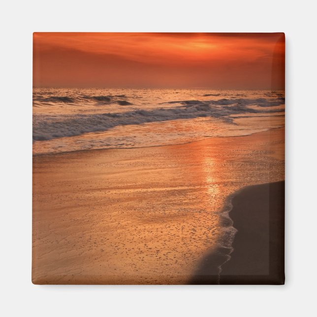 Sunset reflections off clouds and ocean shore magnet (Front)