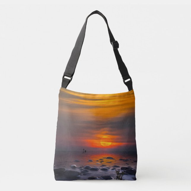 Sunset Reflections on a Rocky Shore Tote (Front)