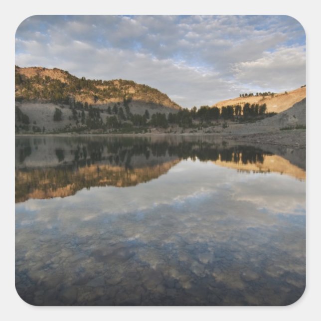 Sunset reflections on Lake Helen, Lassen Square Sticker (Front)