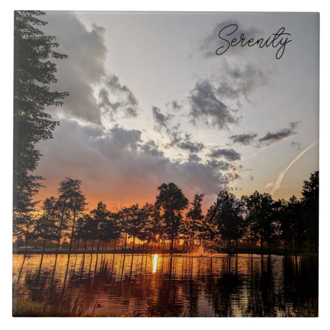 Sunset Reflections on the Lake Tile (Front)