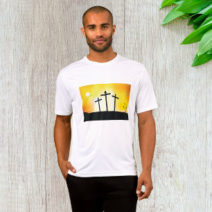 Sunset Religious Crosses Mens Active T-Shirt