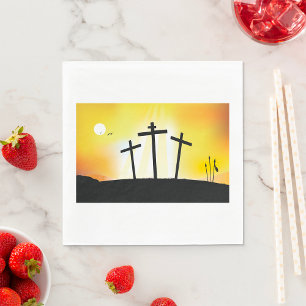 Sunset Religious Crosses  Napkin