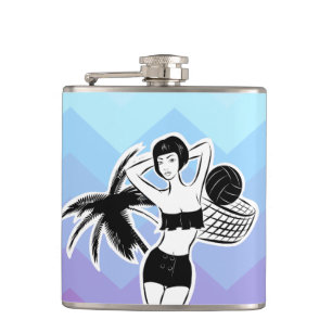 Sunset Resort Chevron Print Hip Flask