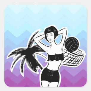 Sunset Resort Chevron Print Square Sticker