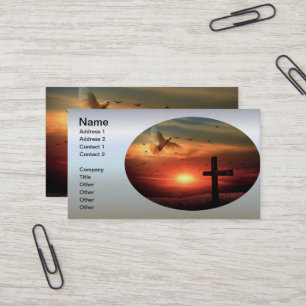 Sunset Resurrection Dove and Cross Business Card