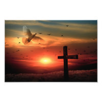 Sunset Resurrection Dove and Cross