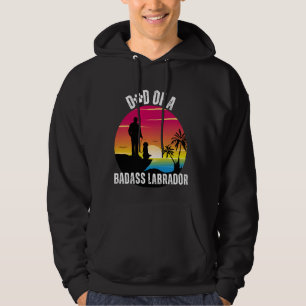 Sunset Retro Dad of A BadAss Labrador Dog Lover Fu Hoodie