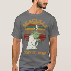 Sunset retro style Seagulls stop it now friends T-Shirt