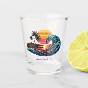 Sunset Retro Surf Wave Shot Glass