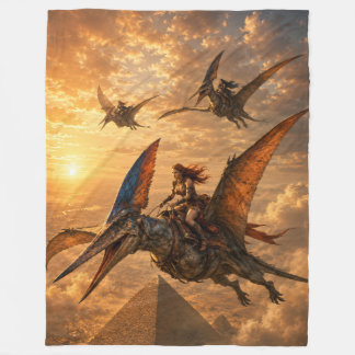 Sunset Riders Over the Pyramids Fleece Blanket