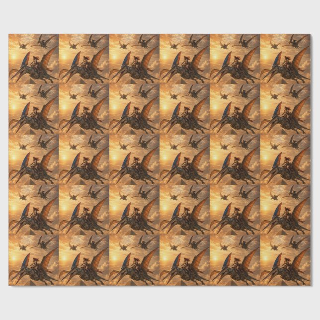 Sunset Riders Over the Pyramids Wrapping Paper (Flat)
