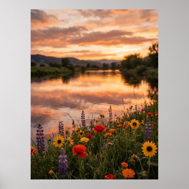 Sunset River Landscape Poster (Front)