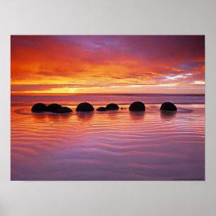 Sunset rocks poster