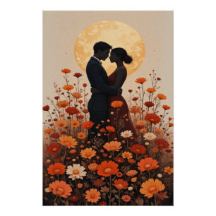 Sunset Romance Painting - Floral Couple Wall Art