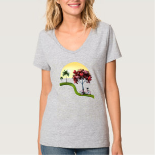 Sunset Romantic Women's Basic V-Neck T-Shirt