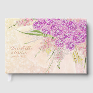 Sunset Rose Blush bow Bouquet Guest Book