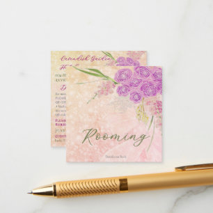 Sunset rose blush Sheer bow Bouquet Rooming Enclosure Card