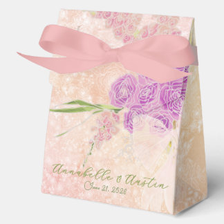Sunset Rose- Coquette blush bow Bouquet Favour Box
