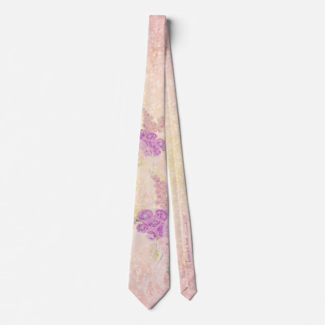 Sunset Rose Father of the Bride blush bow Bouquet Tie (Front)
