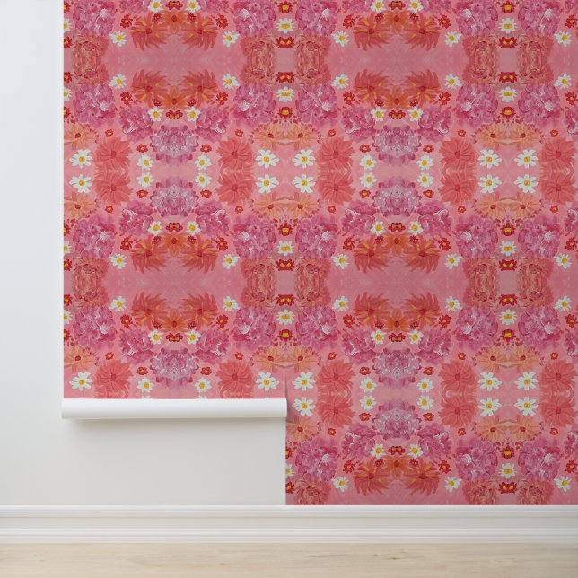 Sunset Rose Floral Peel and Stick Wallpaper (Application)