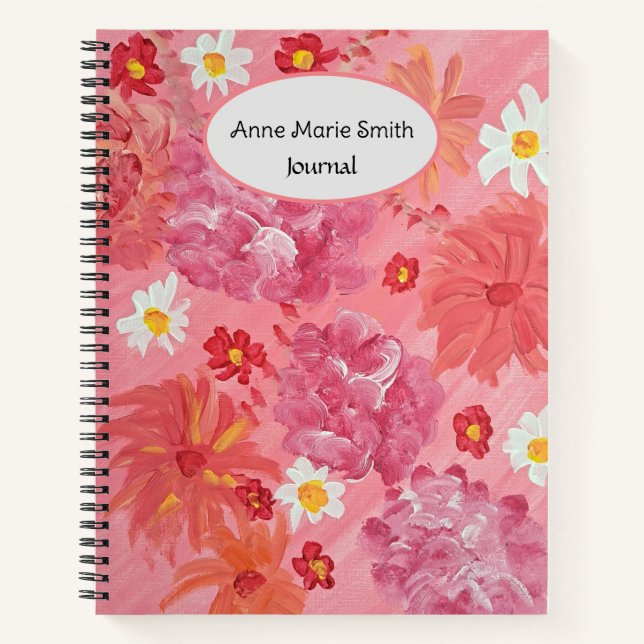 Sunset Rose Floral Personalised Notebook (Front)